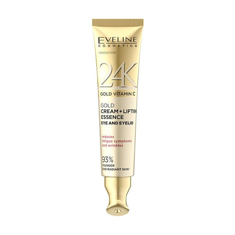 Крем-есенція для шкіри навколо очей Eveline Cosmetics 24K Gold Vitamin C Gold Cream + Lifting Essence Eye And Eyelid, 15 мл
